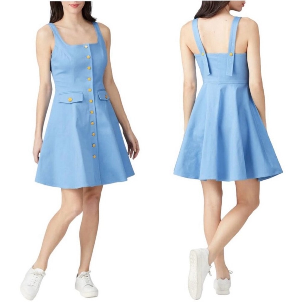 Color Me Courtney Dress Womens Blue Denim Alle Utility Fit And Flare Min size 4
